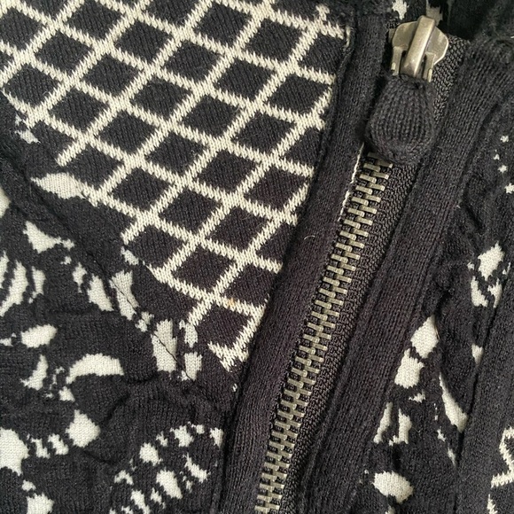 Anthropologie Moth Size S Black Jacquard Asymmetrical Moto Zip Lace Jacket - Picture 7 of 11